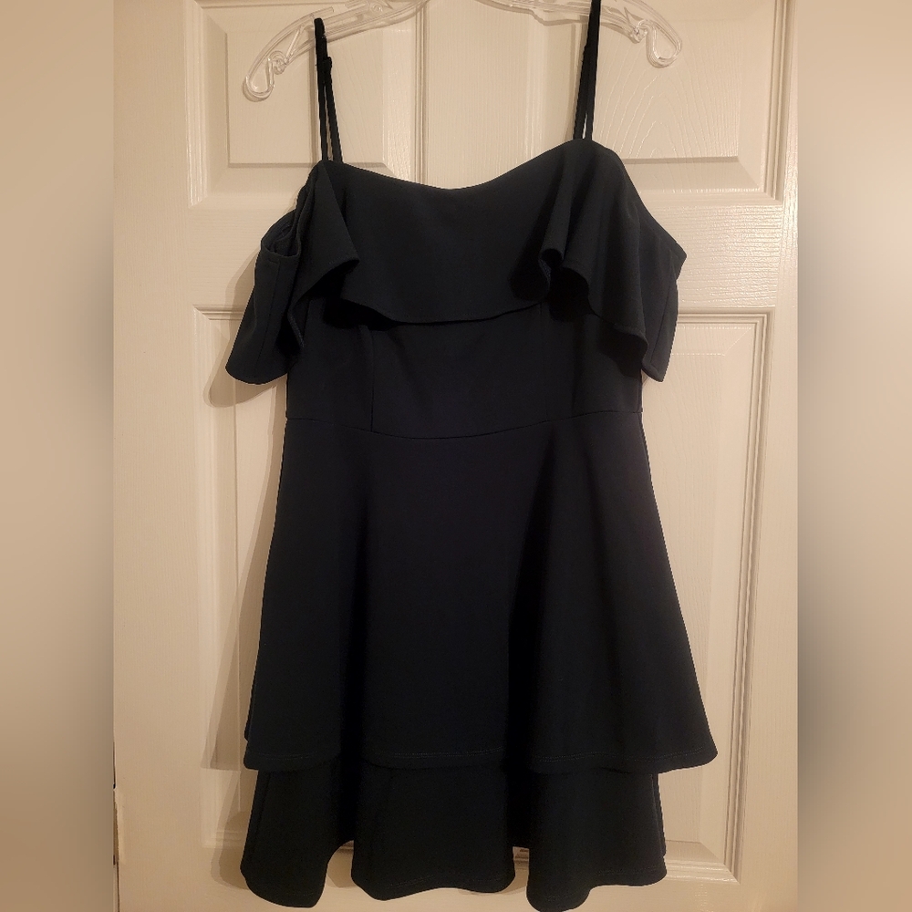 B. Darlin Off-the-Shoulder Ruffle Mini Skater Dress | Size 15/16